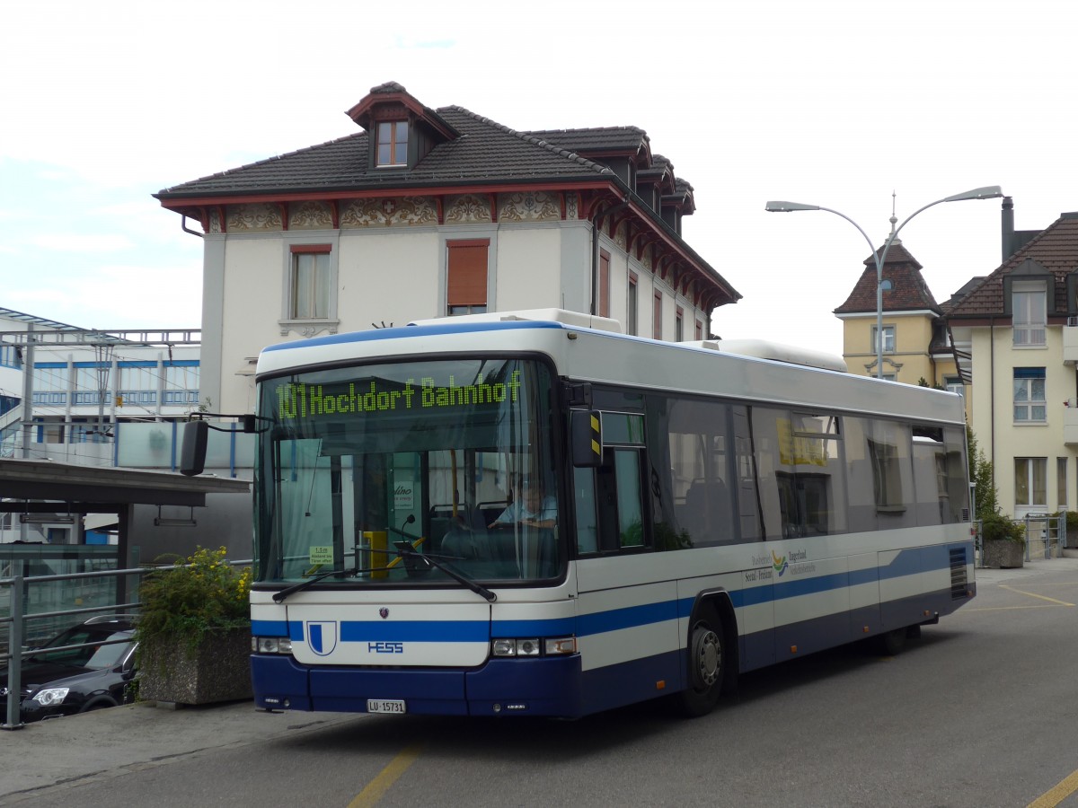 (153'536) - BSF Hochdorf - Nr. 8/LU 15'731 - Scania/Hess am 2. August 2014 beim Bahnhof Hochdorf
