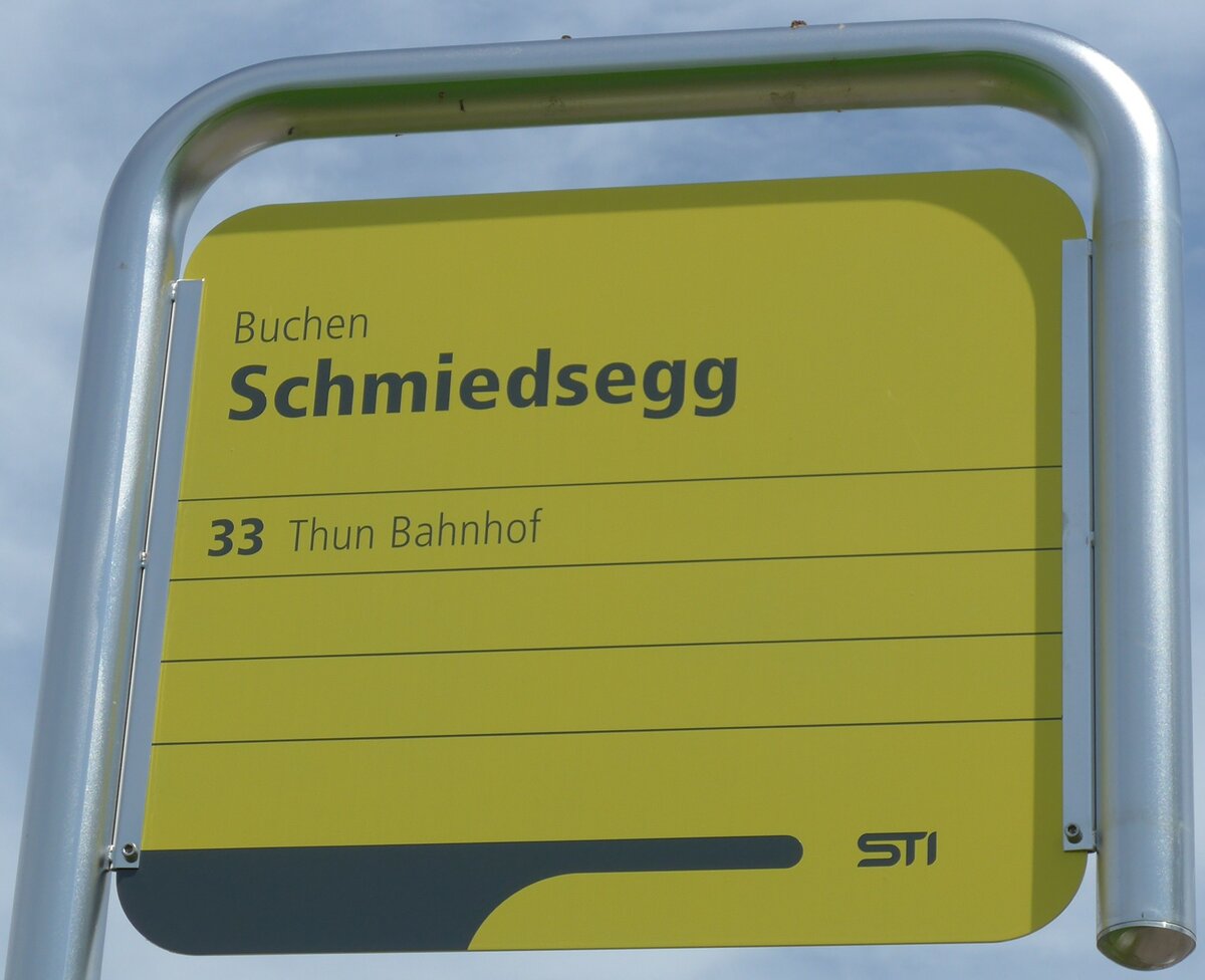 (153'707) - STI-Haltestellenschild - Buchen, Schmiedsegg - am 10. August 2014