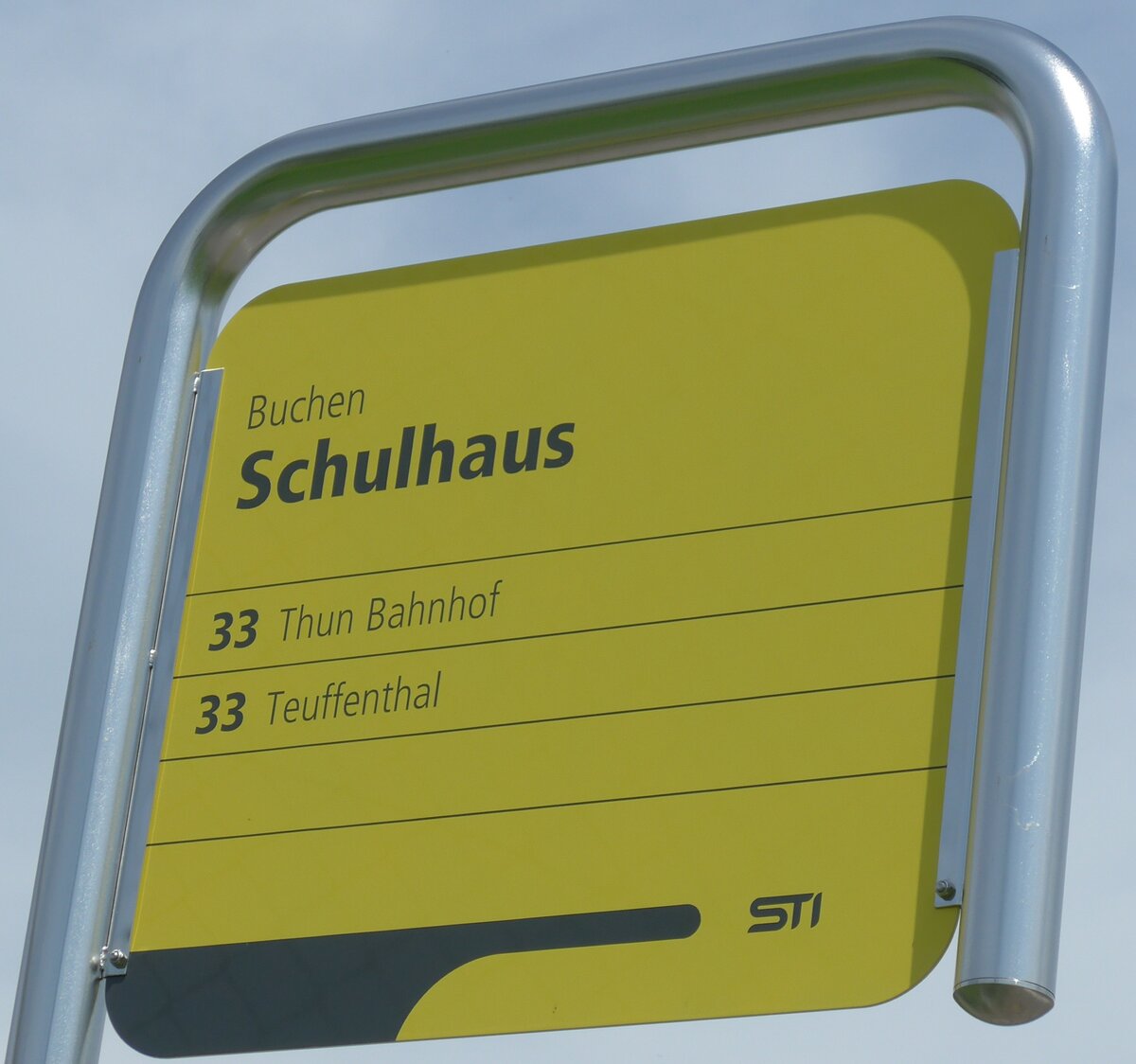 (153'709) - STI-Haltestellenschild - Buchen, Schulhaus - am 10. August 2014