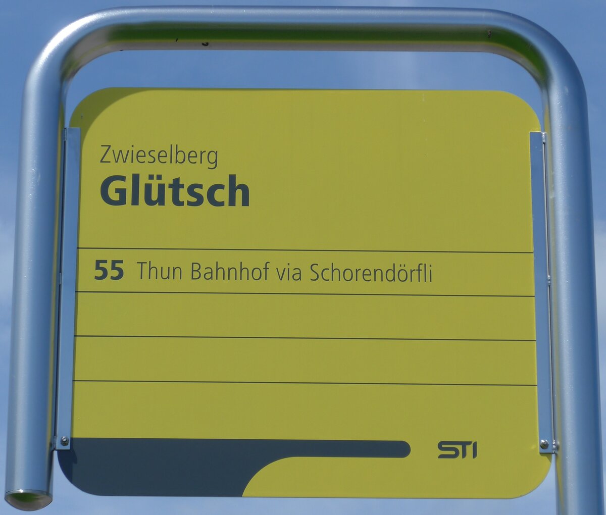 (153'967) - STI-Haltestellenschild - Zwieselberg, Gltsch - am 17. August 2014