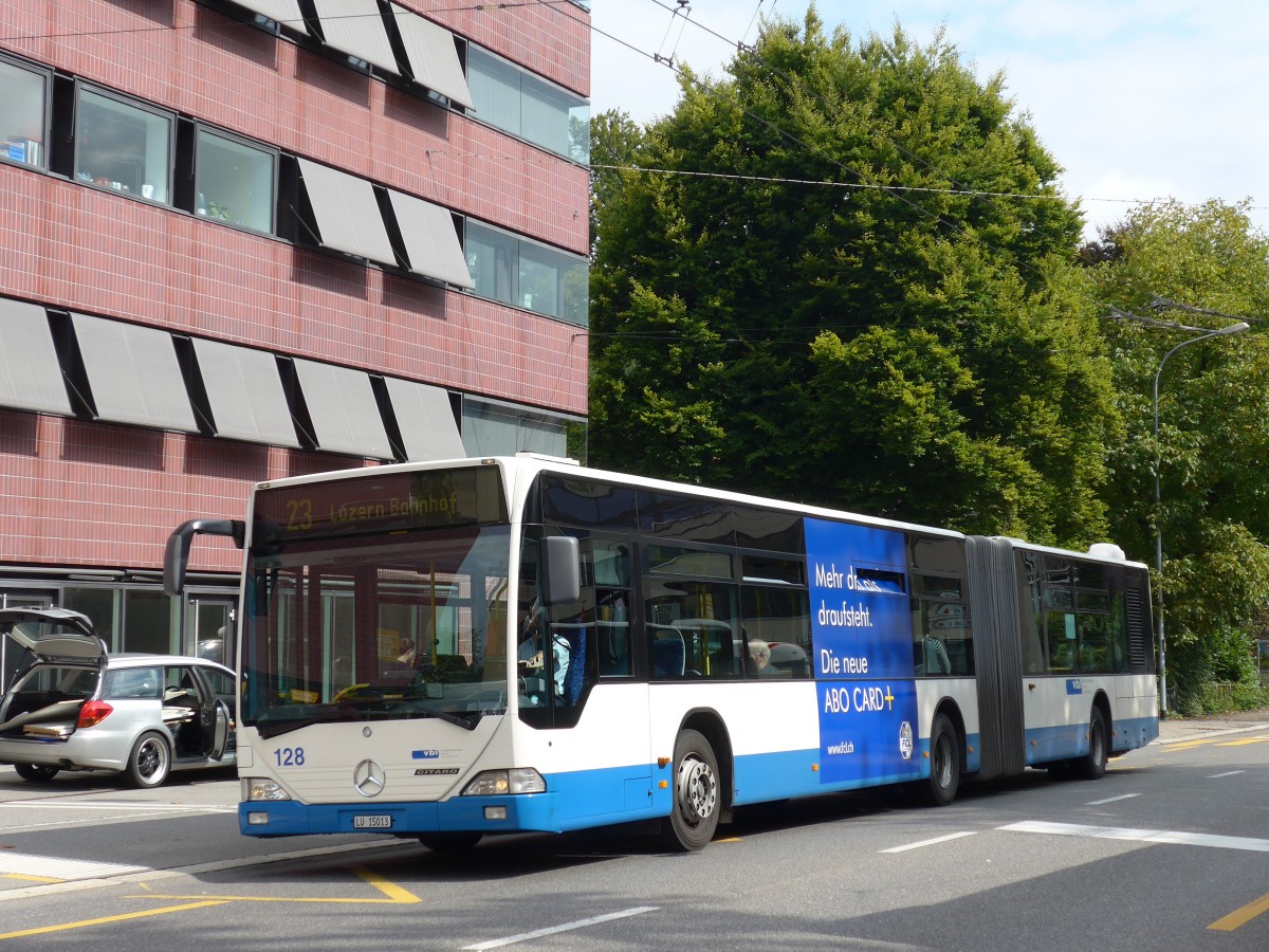 (154'043) - VBL Luzern - Nr. 128/LU 15'013 - Mercedes am 19. August 2014 in Luzern, Maihof