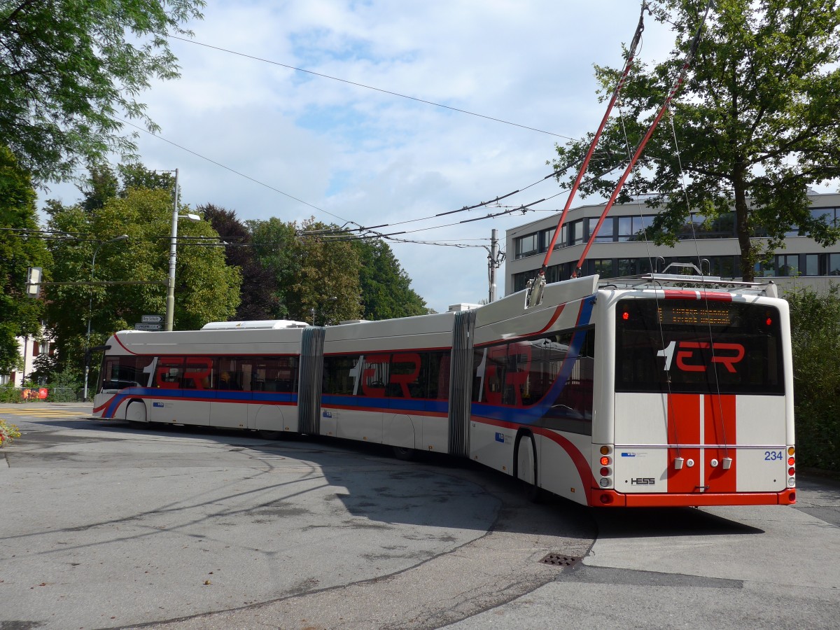 (154'050) - VBL Luzern - Nr. 234 - Hess/Hess Doppelgelenktrolleybus am 19. August 2014 in Luzern, Maihof