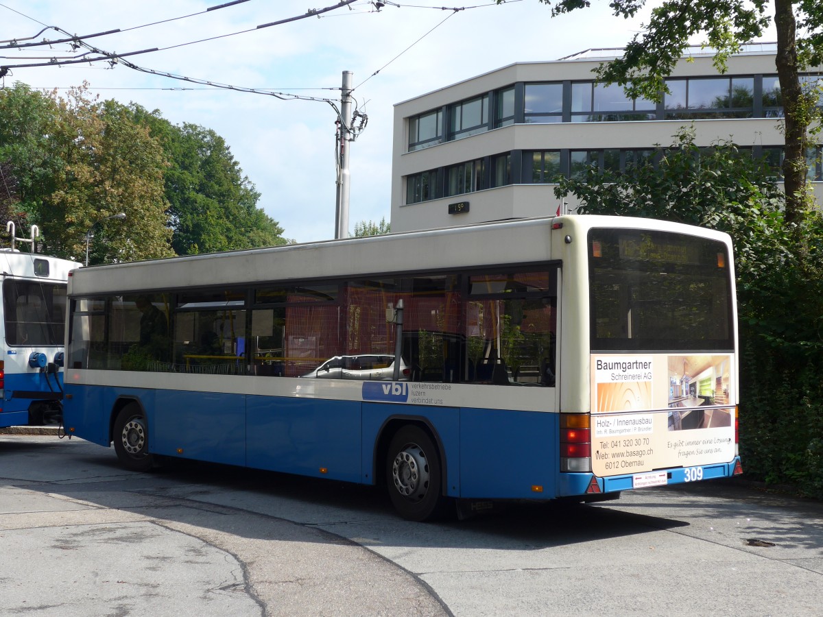 (154'052) - VBL Luzern - Nr. 309 - Lanz+Marti/Hess Personenanhnger am 19. August 2014 in Luzern, Maihof