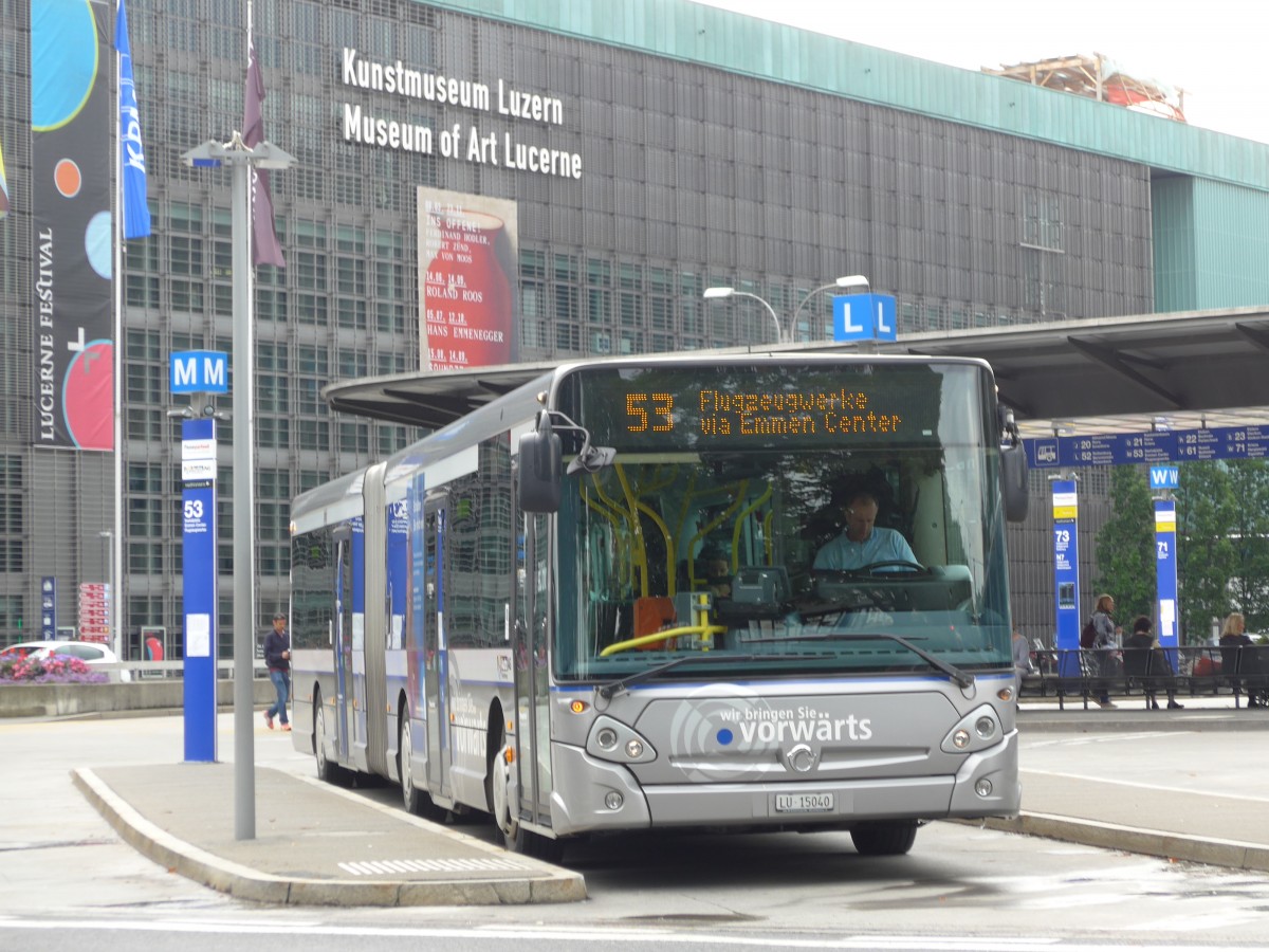 (154'058) - AAGR Rothenburg - Nr. 42/LU 15'040 - Irisbus am 19. August 2014 beim Bahnhof Luzern 