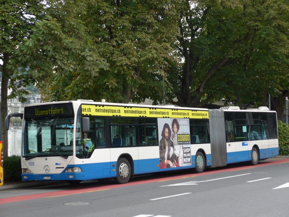 (154'071) - VBL Luzern - Nr. 150/LU 15'502 - Mercedes (ex Heggli, Kriens Nr. 712) am 19. August 2014 beim Bahnhof Luzern