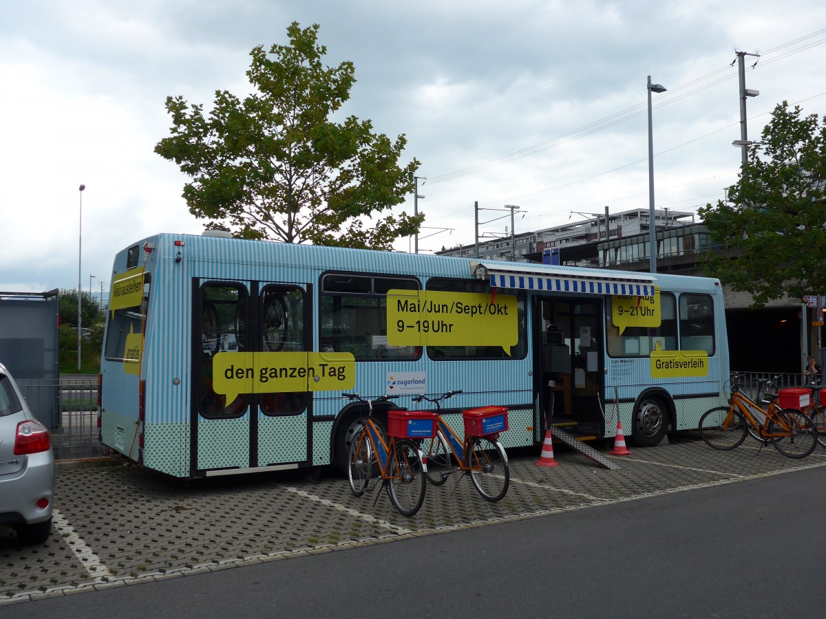 (154'086) - Stadt Zug, Zug - Lanz+Marti/Hess Personenanhnger (ex ZVB Zug) am 19. August 2014 beim Bahnhof Zug