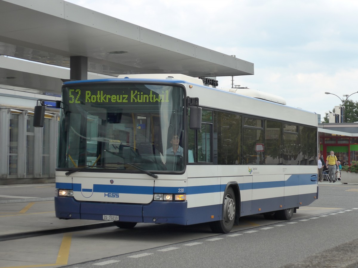 (154'129) - Odermatt, Rotkreuz - Nr. 220/ZG 70'210 - Scania/Hess (ex Nr. 210) am 19. August 2014 beim Bahnhof Rotkreuz