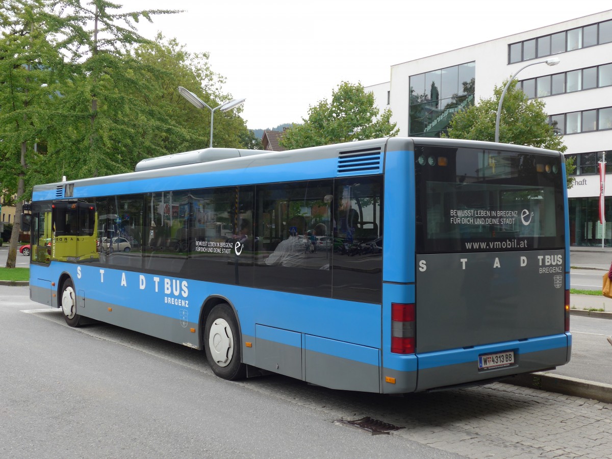 (154'250) - Stadtbus, Bregenz - W 4313 BB - MAN am 20. August 2014 beim Bahnhof Bregenz