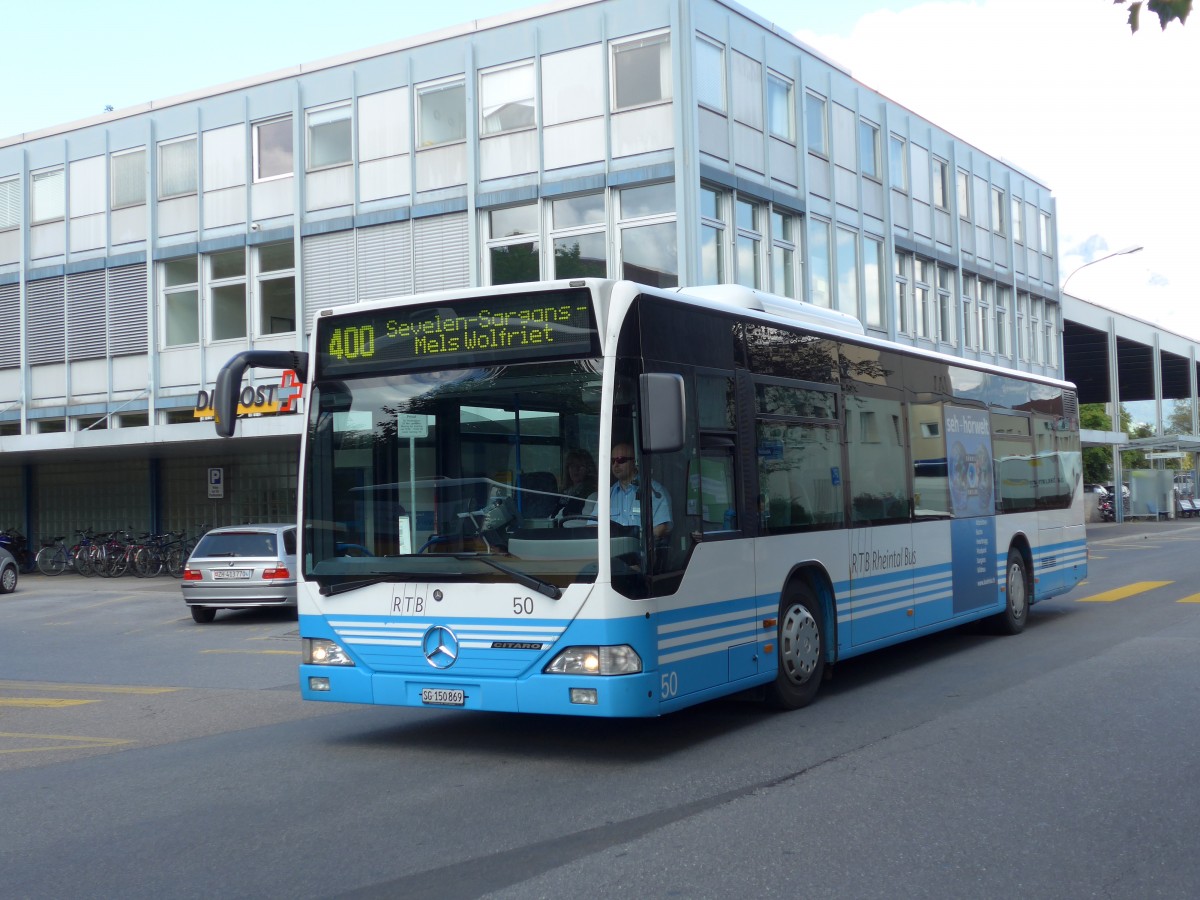 (154'284) - RTB Altsttten - Nr. 50/SG 150'869 - Mercedes am 21. August 2014 beim Bahnhof Buchs