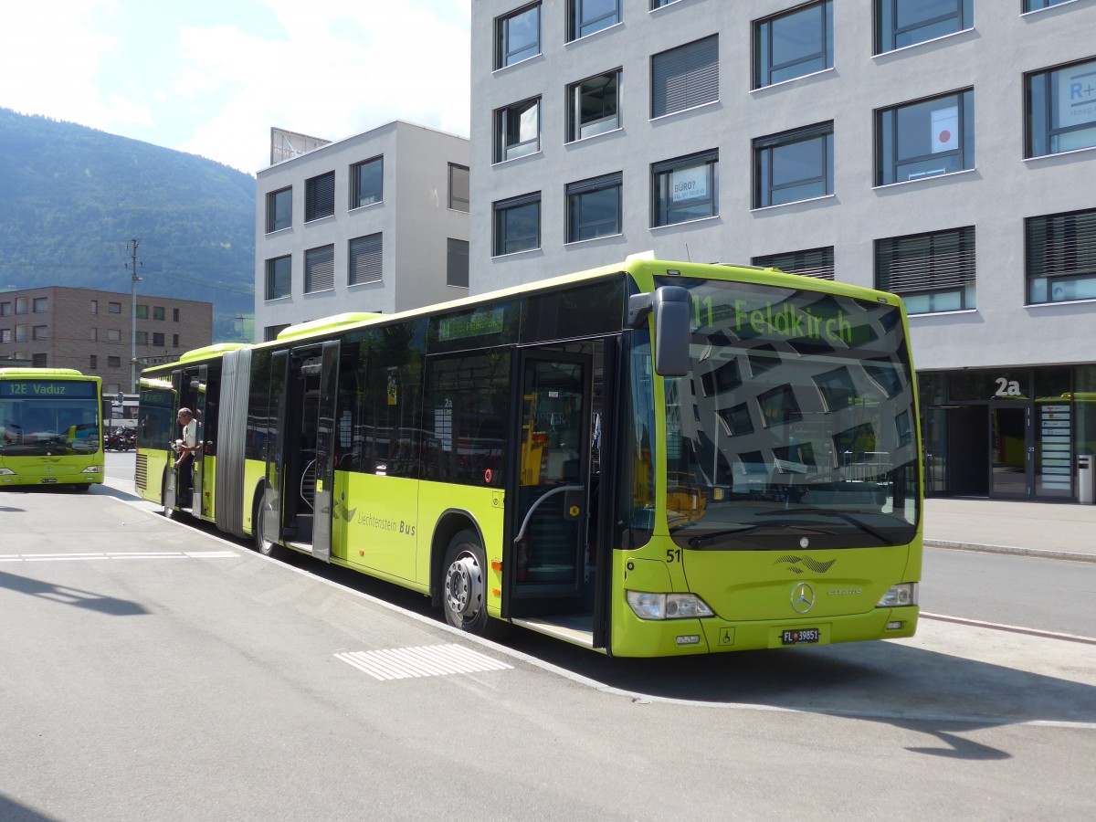 (154'343) - Aus Liechtenstein: LBA Vaduz - Nr. 51/FL 39'851 - Mercedes am 21. August 2014 beim Bahnhof Sargans