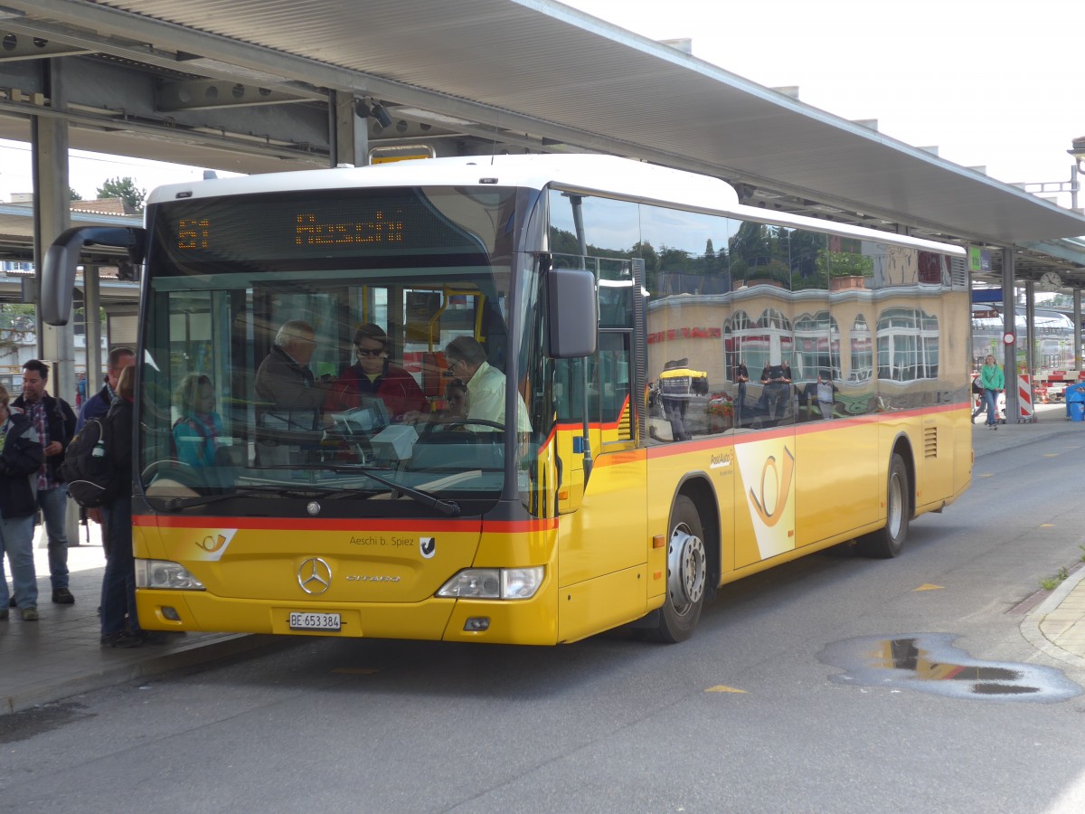 (154'415) - PostAuto Bern - BE 653'384 - Mercedes am 24. August 2014 beim Bahnhof Spiez