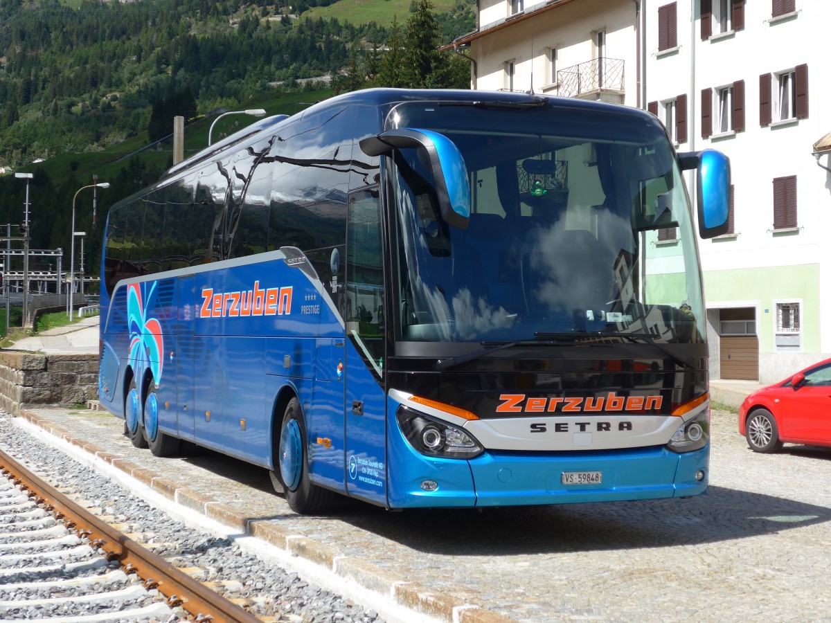 (154'774) - Zerzuben, Visp-Eyholz - Nr. 7/VS 59'848 - Setra am 1. September 2014 beim Bahnhof Airolo