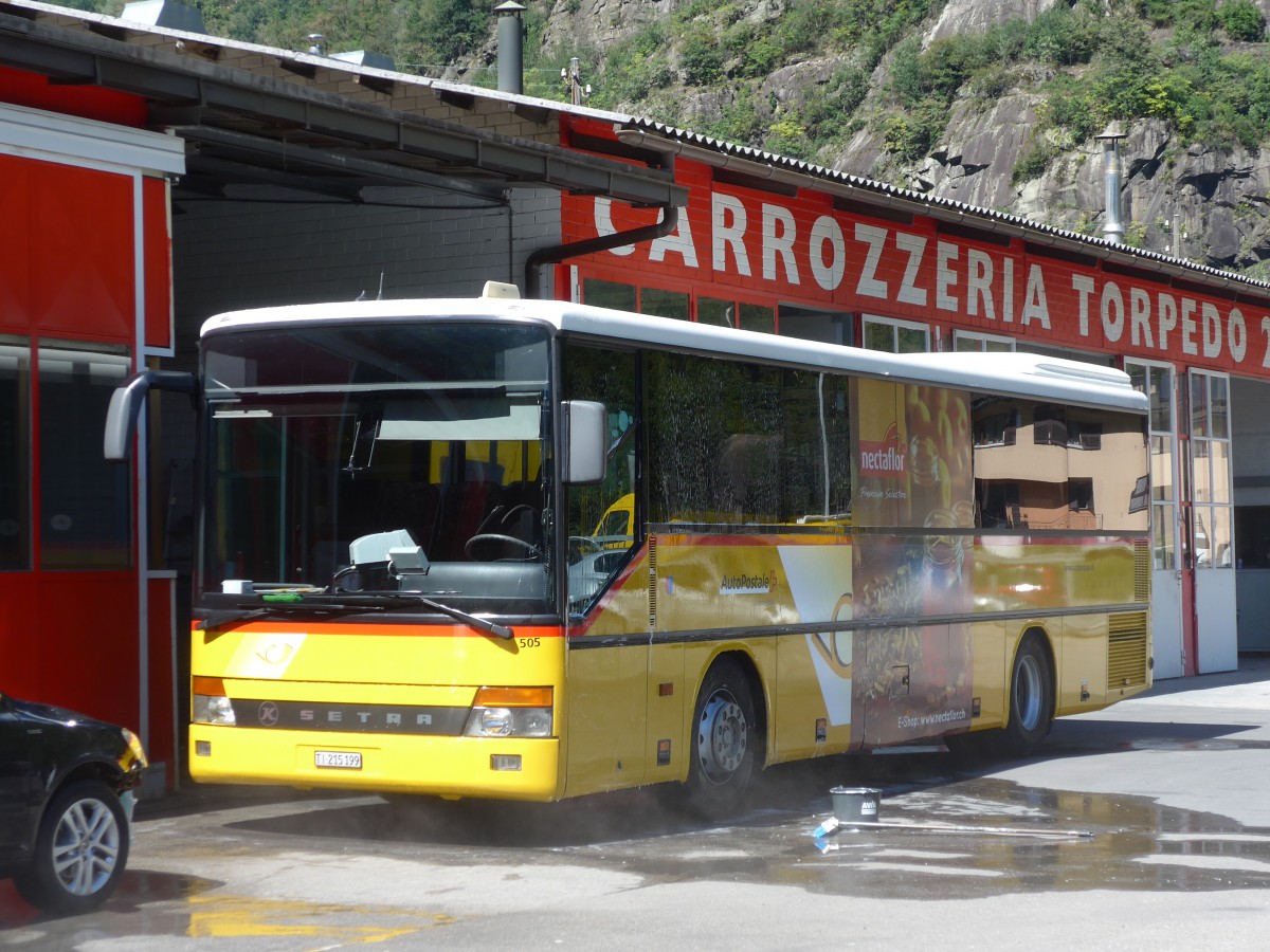 (154'824) - AutoPostale Ticino - Nr. 505/TI 215'199 - Setra (ex P 25'652) am 1. September 2014 in Bodio, Carrozzeria Torpedo