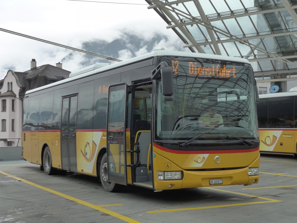 (155'129) - PostAuto Graubnden - GR 168'877 - Irisbus am 13. September 2014 in Chur, Postautostation