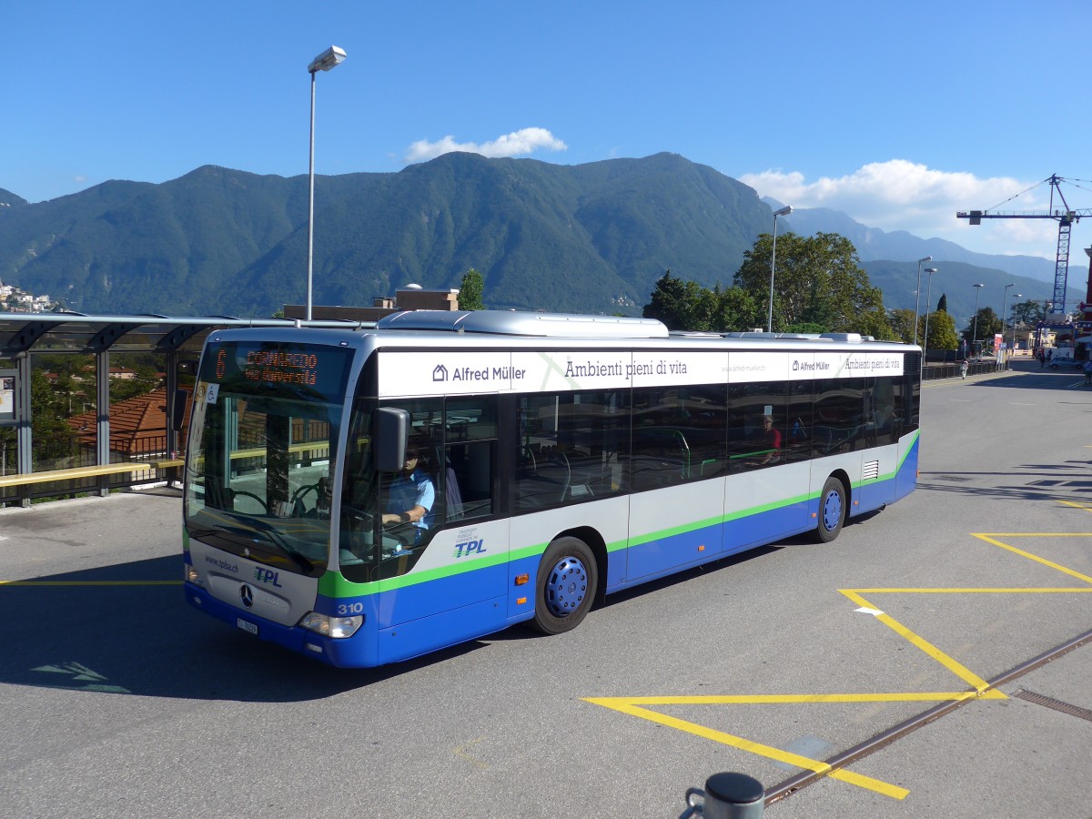 (155'232) - TPL Lugano - Nr. 310/TI 76'229 - Mercedes am 13. September 2014 beim Bahnhof Lugano