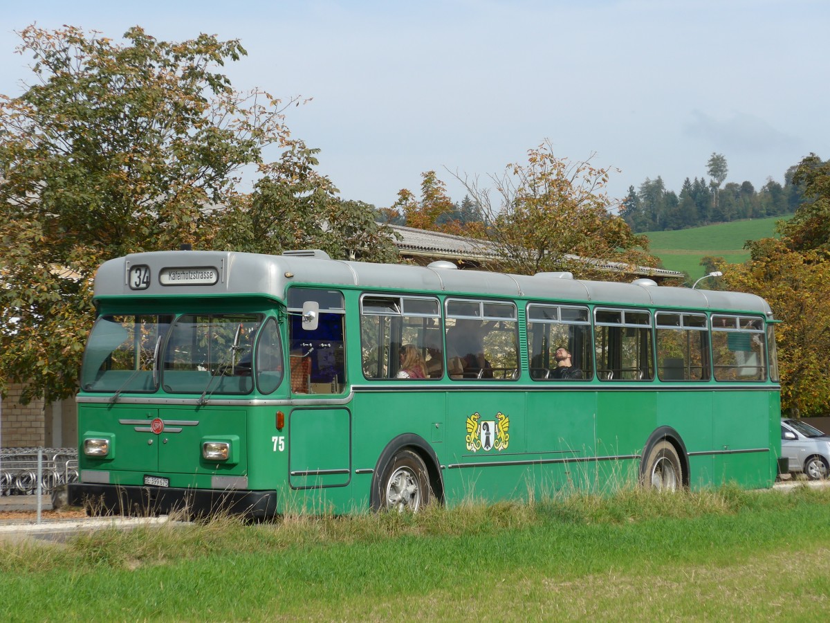(155'516) - BVB Basel (RWB) - Nr. 75/BE 399'675 - FBW/FHS am 5. Oktober 2014 in Burgdorf, Ziegelgut