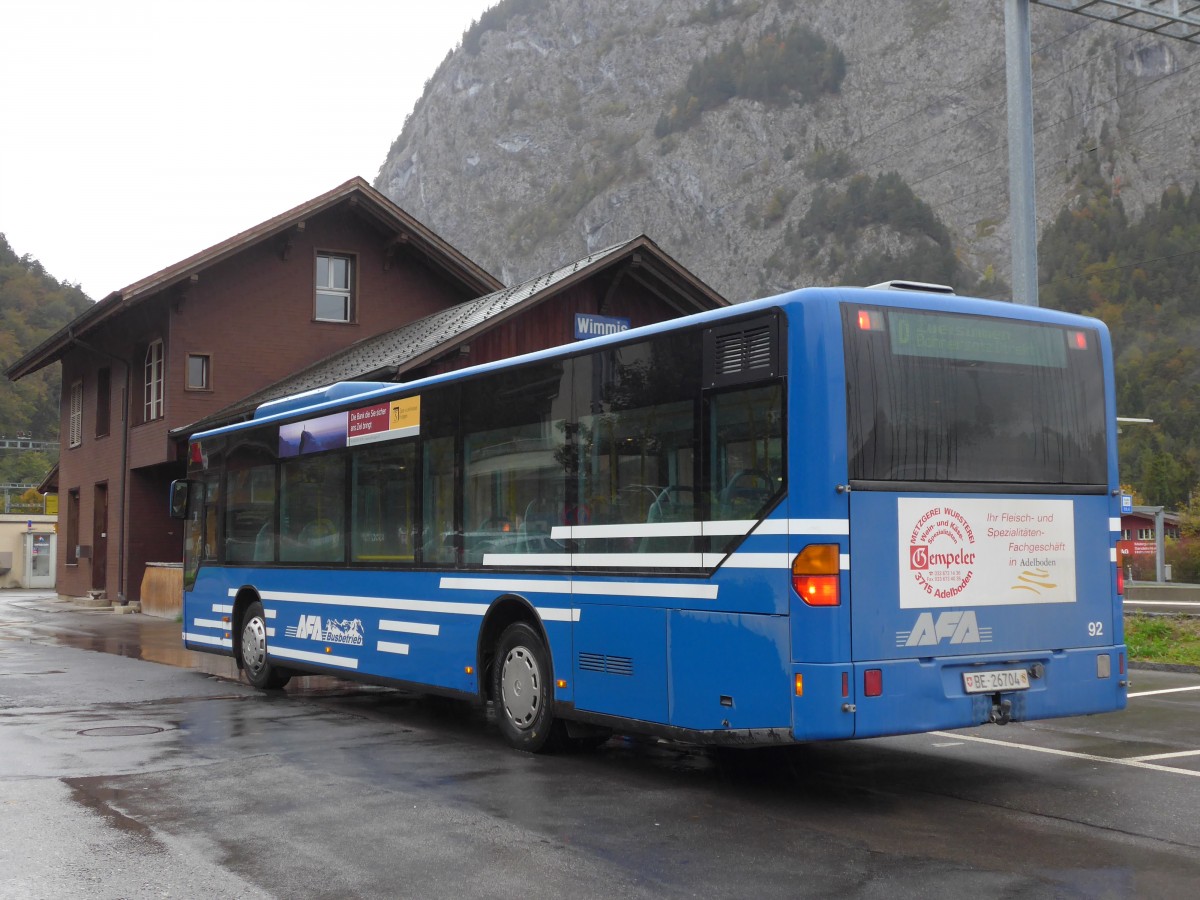 (155'771) - AFA Adelboden - Nr. 92/BE 26'704 - Mercedes (ex Nr. 4) am 13. Oktober 2014 beim Bahnhof Wimmis