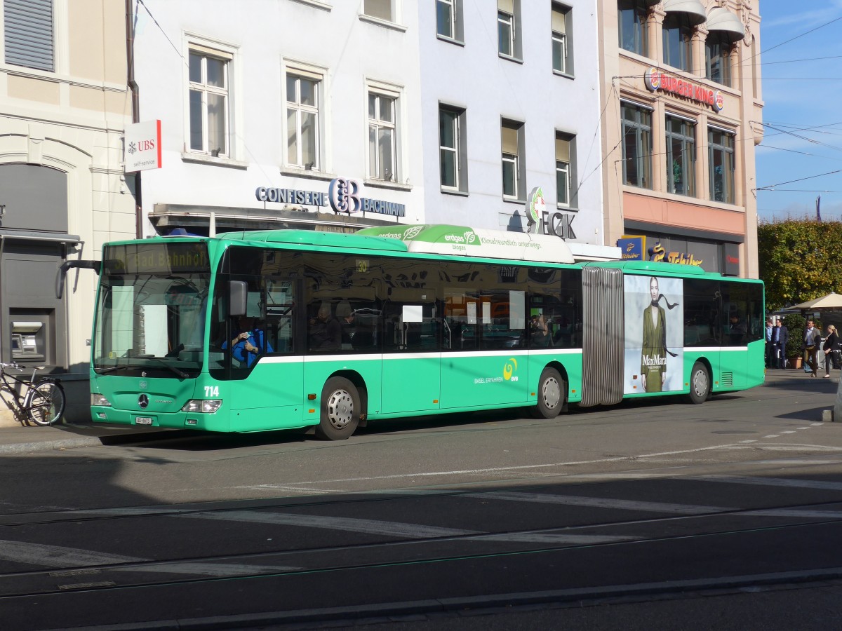 (156'145) - BVB Basel - Nr. 714/BS 6673 - Mercedes am 27. Oktober 2014 beim Bahnhof Basel