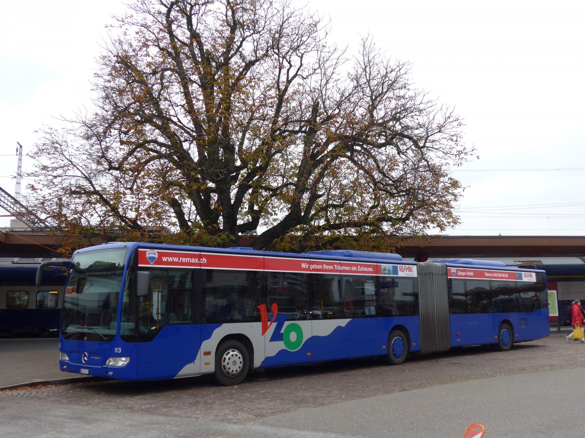 (156'217) - VZO Grningen - Nr. 113/ZH 745'113 - Mercedes am 28. Oktober 2014 beim Bahnhof Wetzikon