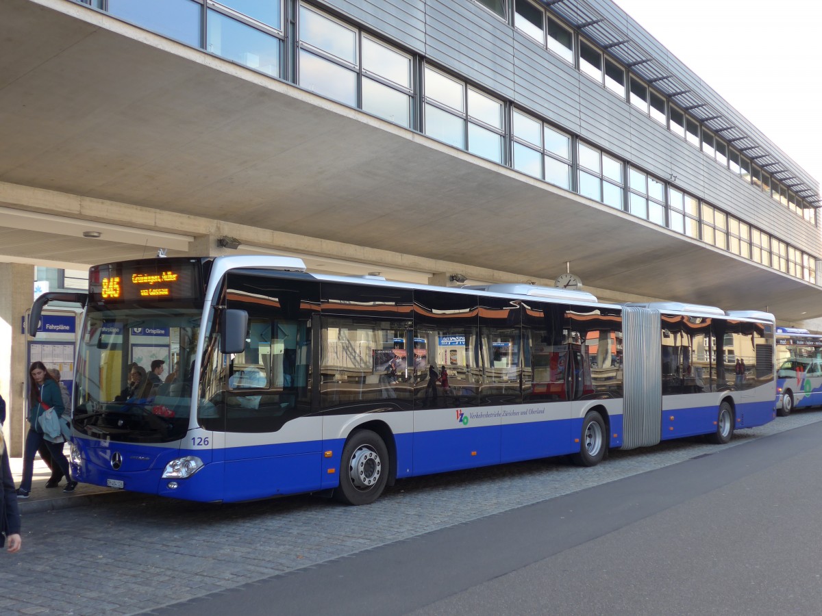 (156'259) - VZO Grningen - Nr. 126/ZH 484'126 - Mercedes am 28. Oktober 2014 beim Bahnhof Uster