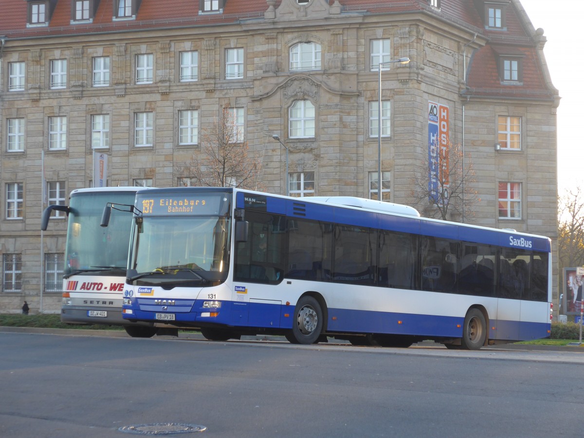 (156'543) - SaxBus, Eilenburg - Nr. 131/EB-PV 18 - MAN am 17. November 2014 beim Hauptbahnhof Leipzig