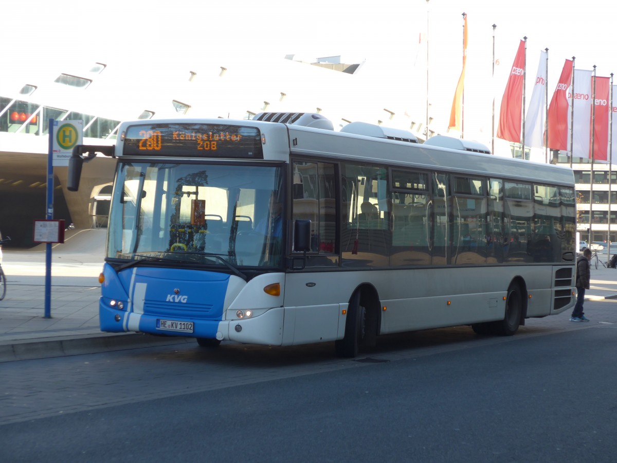 (156'579) - KVG Braunschweig - Nr. 1102/HE-KV 1102 - Scania am 17. November 2014 beim Hauptbahnhof Wolfsburg