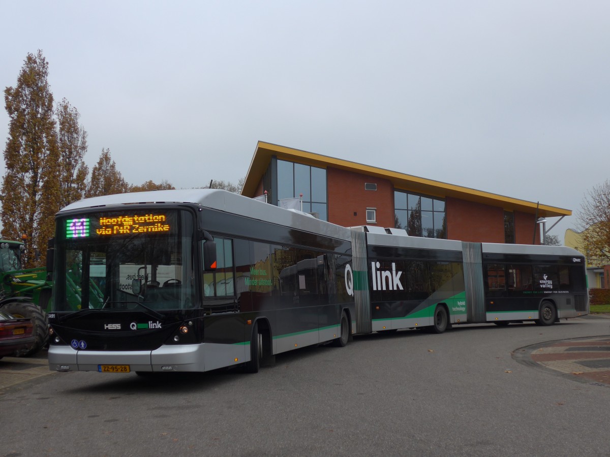 (156'603) - Qbuzz, Groningen - Nr. 3491/ZZ-95-28 - Hess am 18. November 2014 beim Bahnhof Zuidhorn