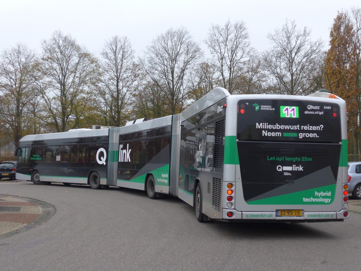 (156'605) - Qbuzz, Groningen - Nr. 3491/ZZ-95-28 - Hess am 18. November 2014 beim Bahnhof Zuidhorn