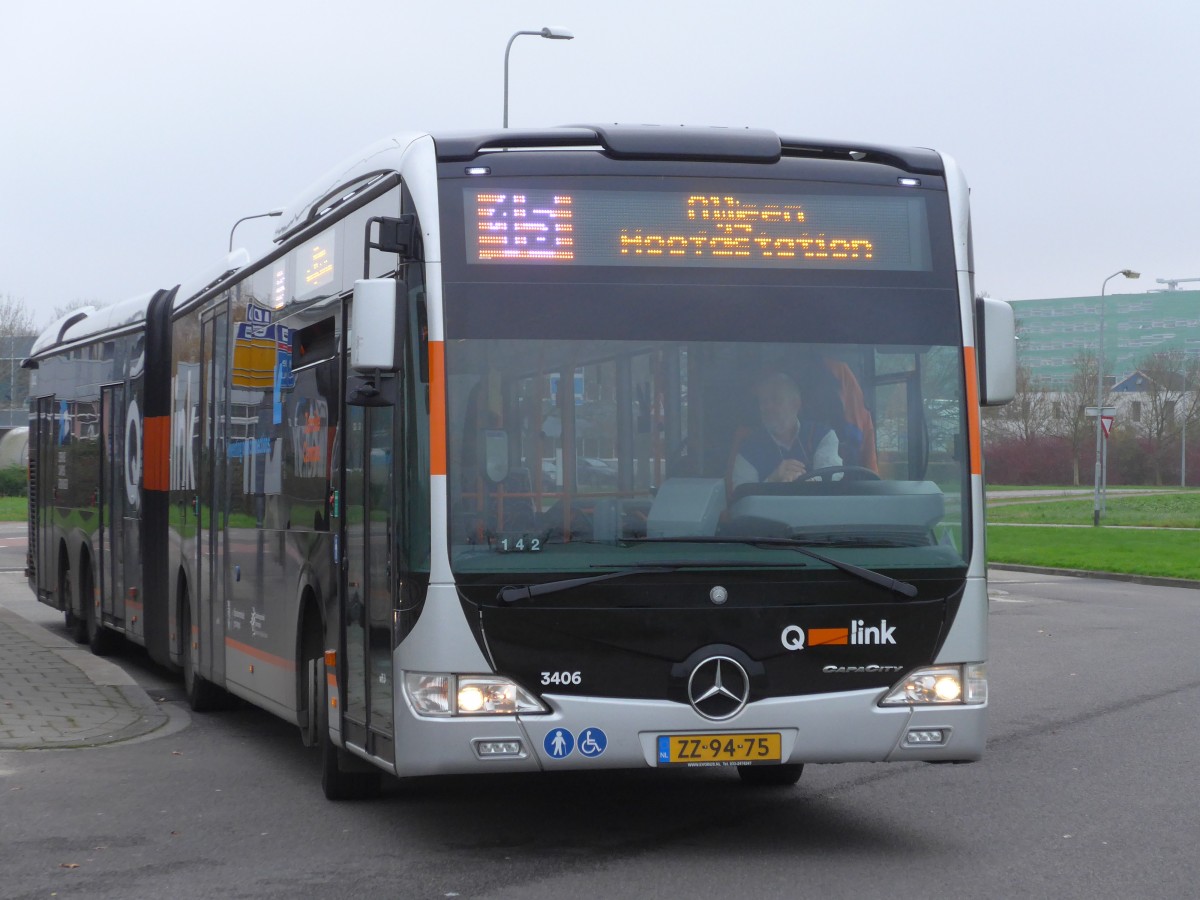 (156'608) - Qbuzz, Groningen - Nr. 3406/ZZ-94-75 - Mercedes am 18. November 2014 in Groningen, P&R Zernike