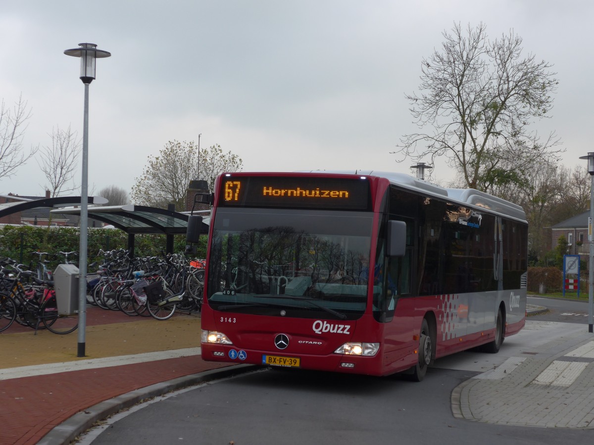 (156'733) - Qbuzz, Groningen - Nr. 3143/BX-FV-39 - Mercedes am 18. November 2014 beim Bahnhof Winsum