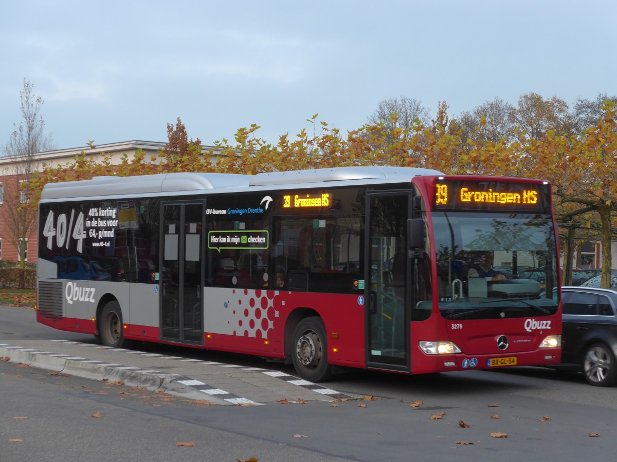 (156'742) - Qbuzz, Groningen - Nr. 3279/BX-GL-54 - Mercedes am 18. November 2014 beim Bahnhof Zuidhorn