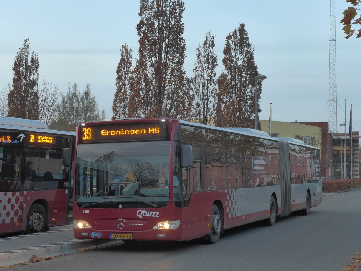 (156'747) - Qbuzz, Groningen - Nr. 3507/BX-GF-93 - Mercedes am 18. November 2014 beim Bahnhof Zuidhorn