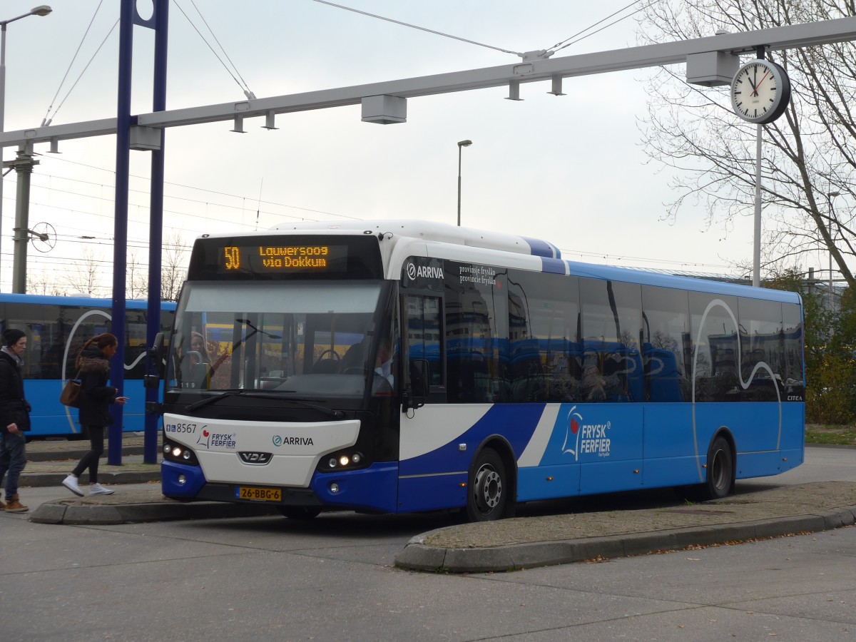 (156'773) - ARRIVA - Nr. 8567/26-BBG-6 - VDL am 19. November 2014 beim Bahnhof Leeuwarden