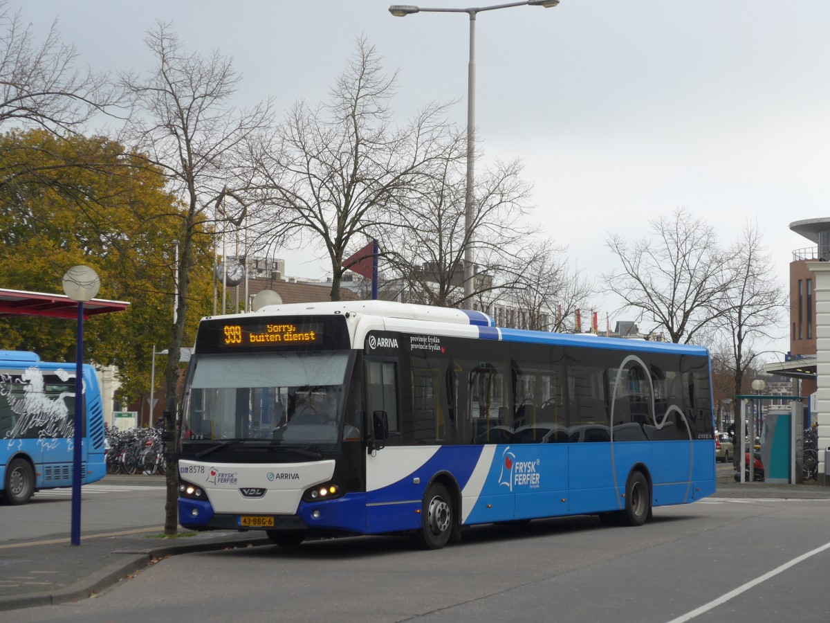 (156'790) - ARRIVA - Nr. 8578/43-BBG-6 - VDL am 19. November 2014 beim Bahnhof Leeuwarden