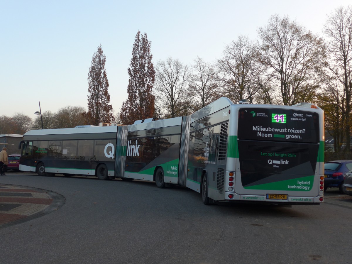 (156'890) - Qbuzz, Groningen - Nr. 3491/ZZ-95-28 - Hess am 19. November 2014 beim Bahnhof Zuidhorn