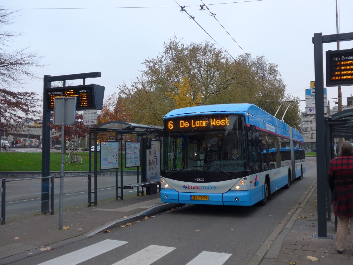 (157'012) - Breng, Ijsselmuiden - Nr. 5240/BX-FT-74 - Hess/Hess Gelenktrolleybus am 20. November 2014 in Arnhem, Willemsplein