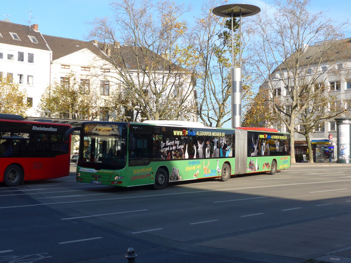 (157'156) - ASEAG Aachen - Nr. 312/AC-L 312 - MAN am 21. November 2014 beim Hauptbahnhof Aachen