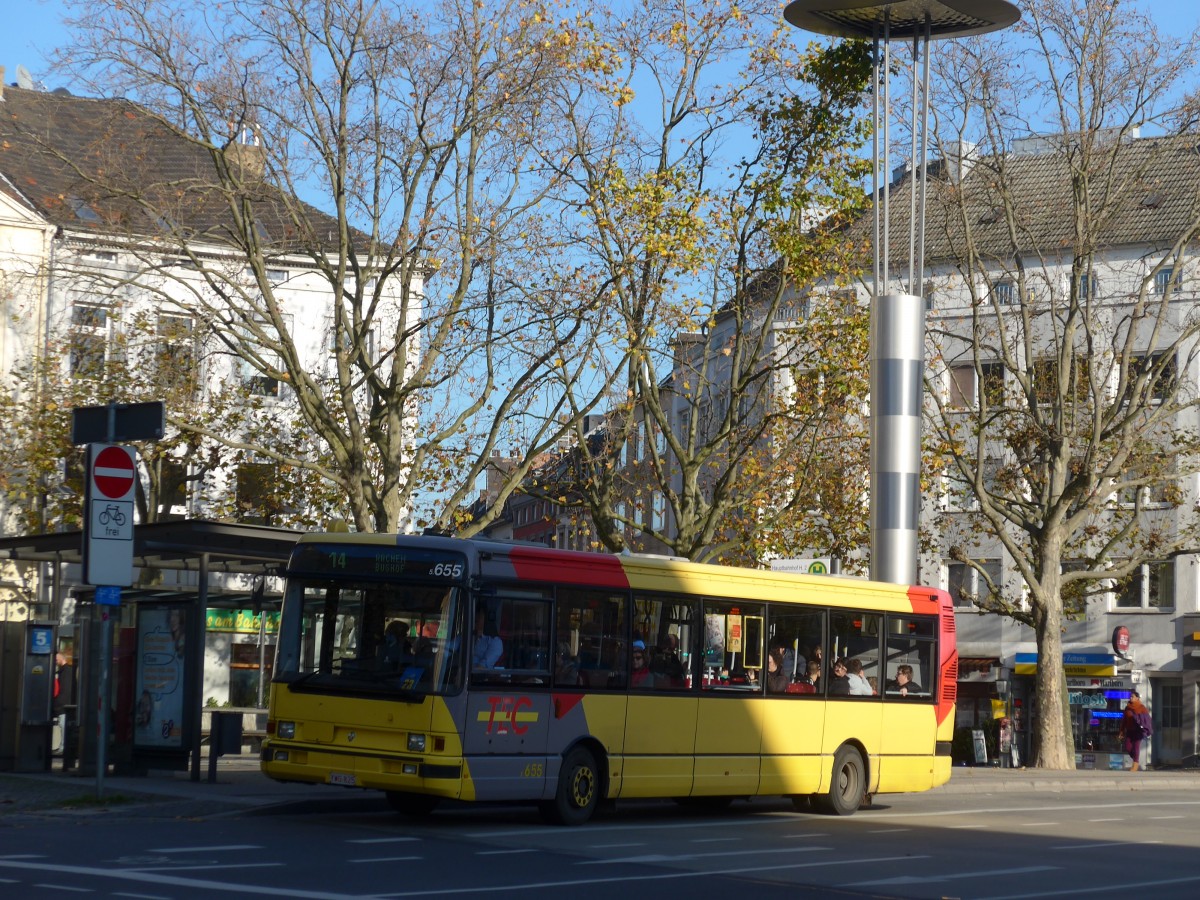 (157'165) - Aus Belgien: TEC Lige - Nr. 5.655/YXG-825 - Renault am 21. November 2014 beim Hauptbahnhof Aachen