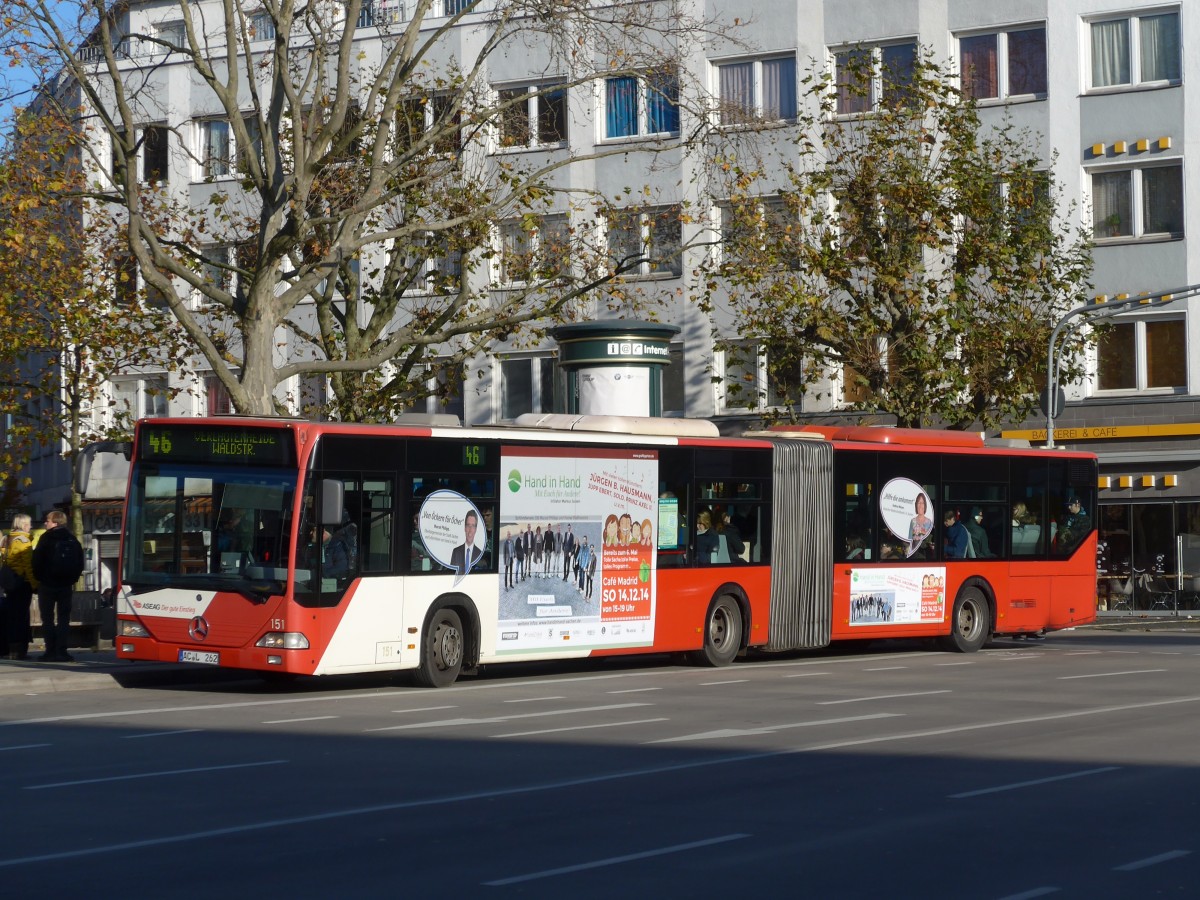 (157'182) - ASEAG Aachen - Nr. 151/AC-L 262 - Mercedes am 21. November 2014 beim Hauptbahnhof Aachen