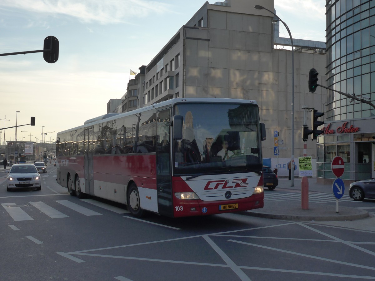 (157'378) - CFL Luxembourg - Nr. 103/WK 8662 - Mercedes am 22. November 2014 beim Bahnhof Luxembourg