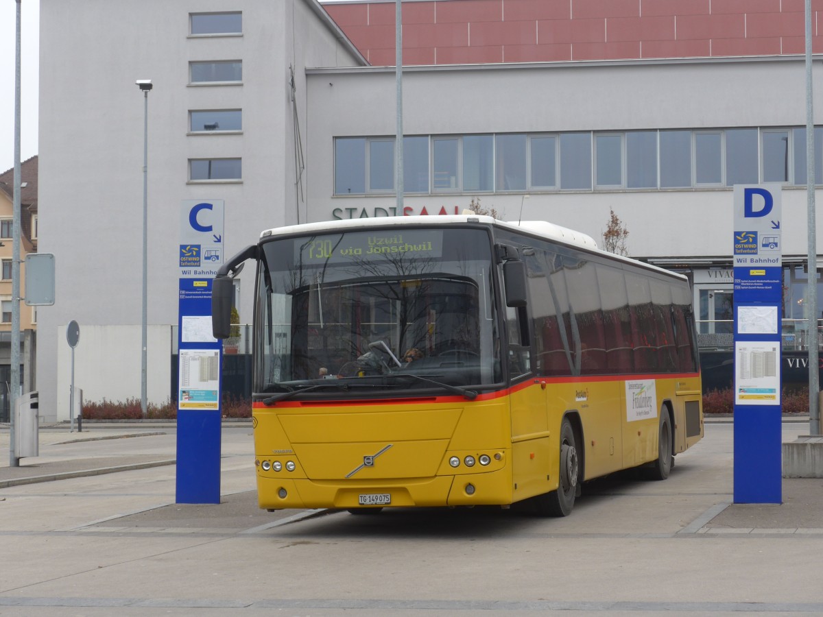 (157'521) - Schmidt, Jonschwil - TG 149'075 - Volvo (ex Buner&Schmidt, Jonschwil) am 26. November 2014 beim Bahnhof Wil