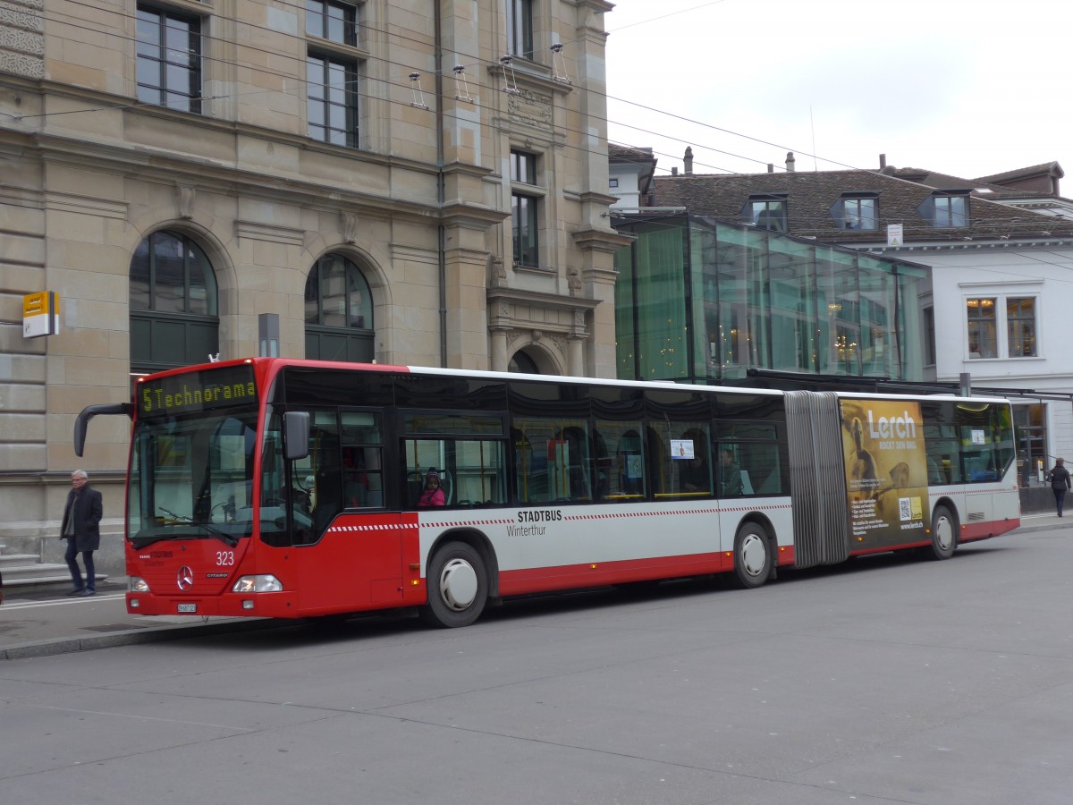 (157'615) - SW Winterthur - Nr. 323/ZH 687'323 - Mercedes am 6. Dezember 2014 beim Hauptbahnhof Winterthur