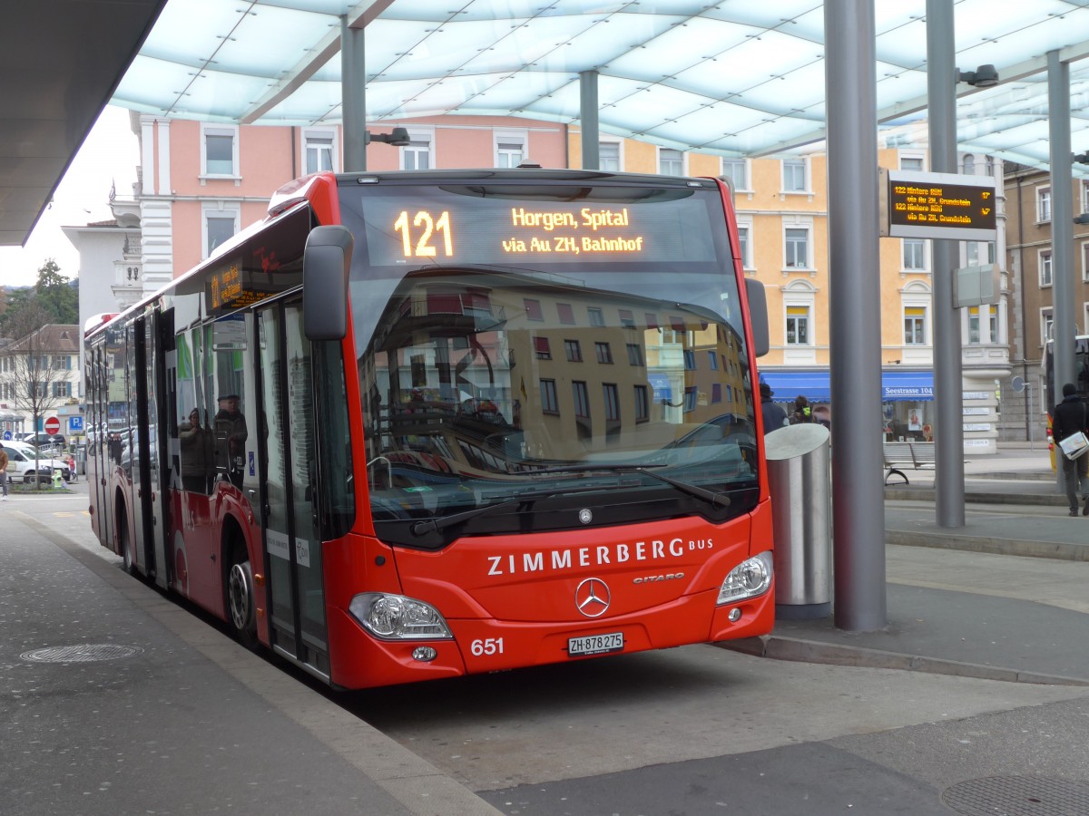 (157'782) - AHW Horgen - Nr. 651/ZH 878'275 - Mercedes am 14. Dezember 2014 beim Bahnhof Wdenswil