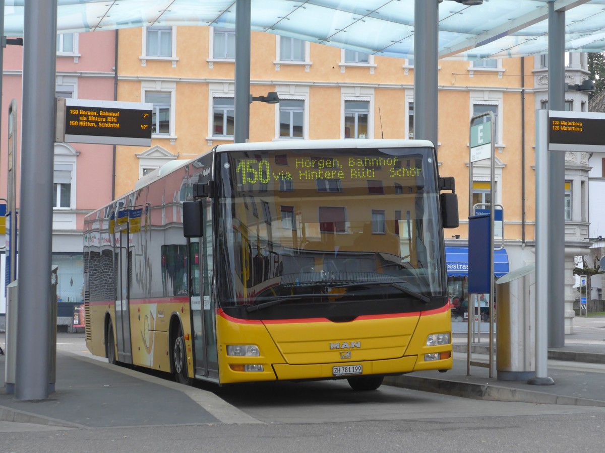 (157'784) - PostAuto Zrich - Nr. 209/ZH 781'199 - MAN am 14. Dezember 2014 beim Bahnhof Wdenswil