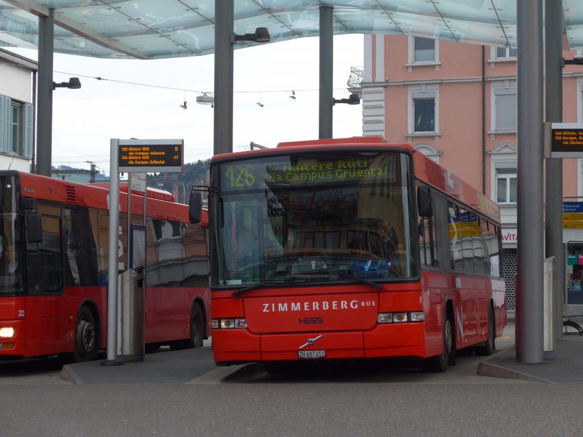(157'791) - AHW Horgen - Nr. 9/ZH 687'451 - Volvo/Hess am 14. Dezember 2014 beim Bahnhof Wdenswil