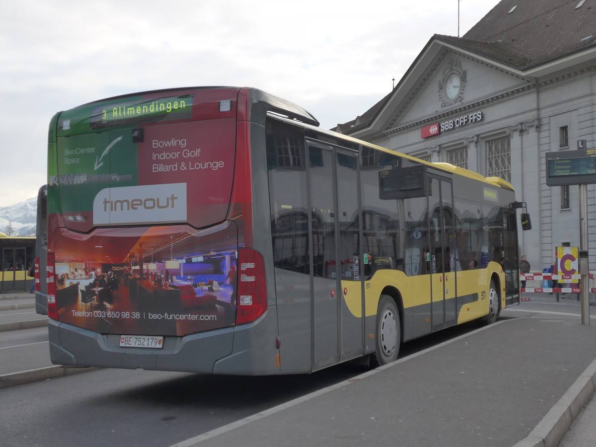 (157'823) - STI Thun - Nr. 179/BE 752'179 - Mercedes am 15. Dezember 2014 beim Bahnhof Thun