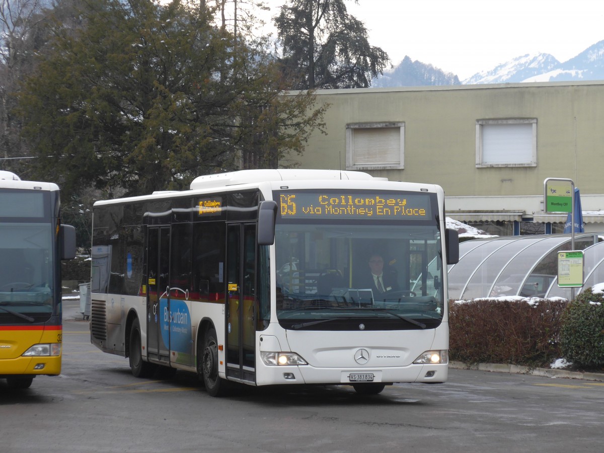 (158'151) - TPC Aigle - VS 383'834 - Mercedes am 2. Januar 2015 beim Bahnhof Monthey CFF