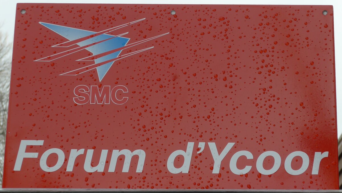 (158'201) - SMC-Haltestellenschild - Montana, Forum d'Ycoor - am 4. Januar 2015