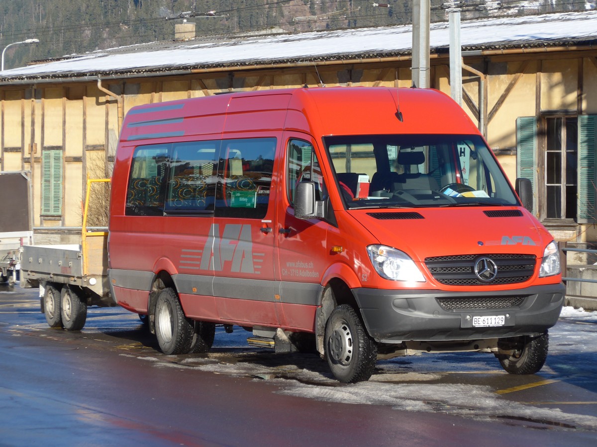 (158'229) - AFA Adelboden - Nr. 52/BE 611'129 - Mercedes am 5. Januar 2015 beim Bahnhof Zweisimmen