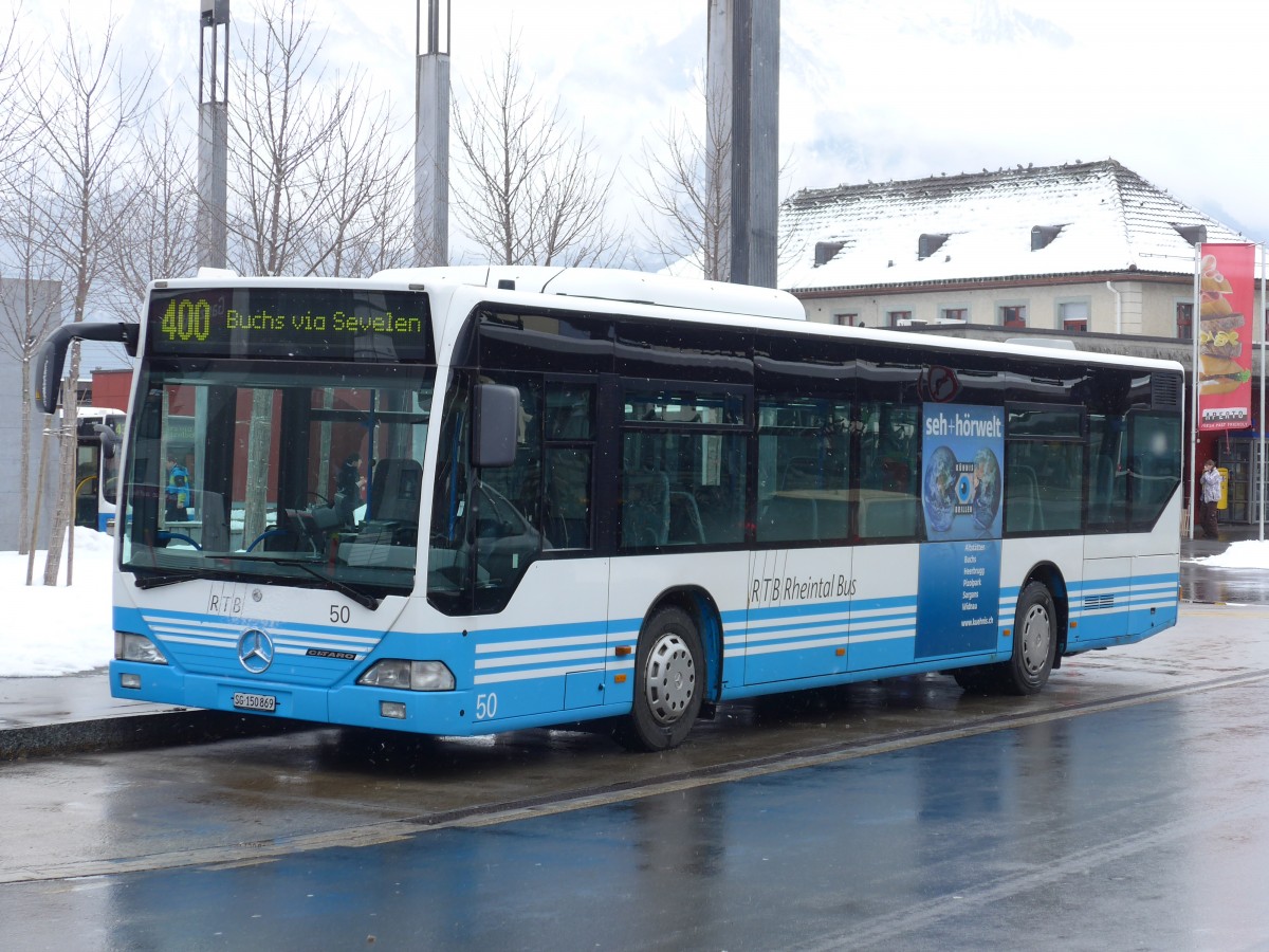 (158'534) - RTB Altsttten - Nr. 50/SG 150'869 - Mercedes am 1. Februar 2015 beim Bahnhof Sargans